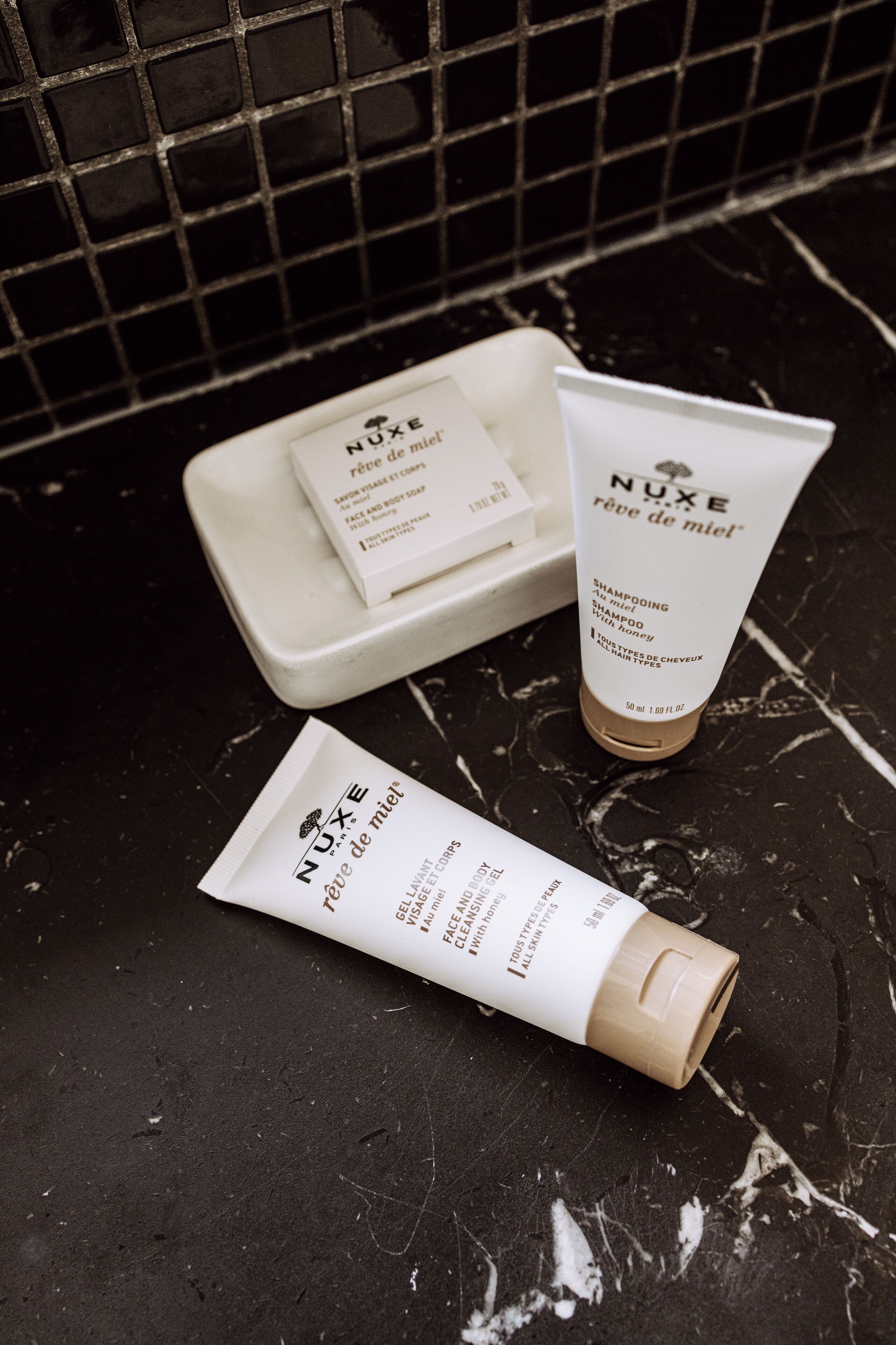 designer toiletries, hair dryer, bathrobes, towels