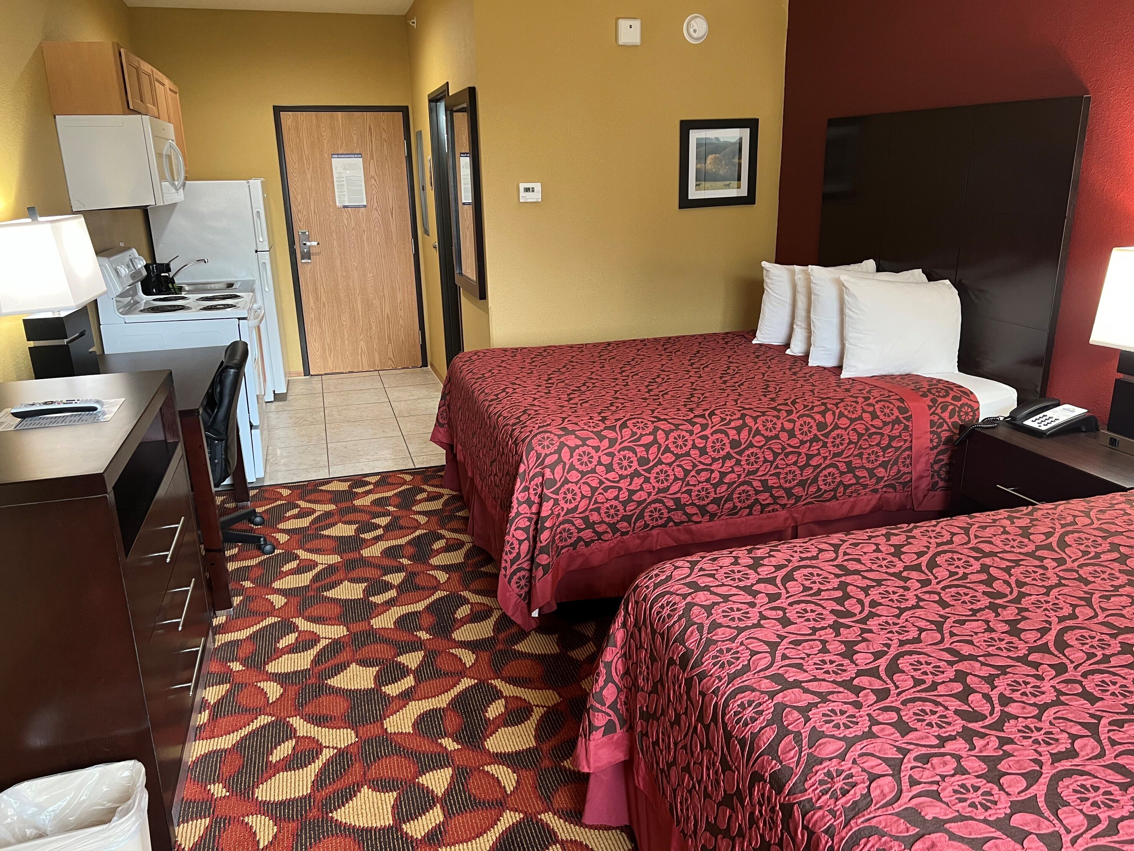 room, 2 queen beds, non smoking | desk, iron/ironing board, free wifi, bed sheets