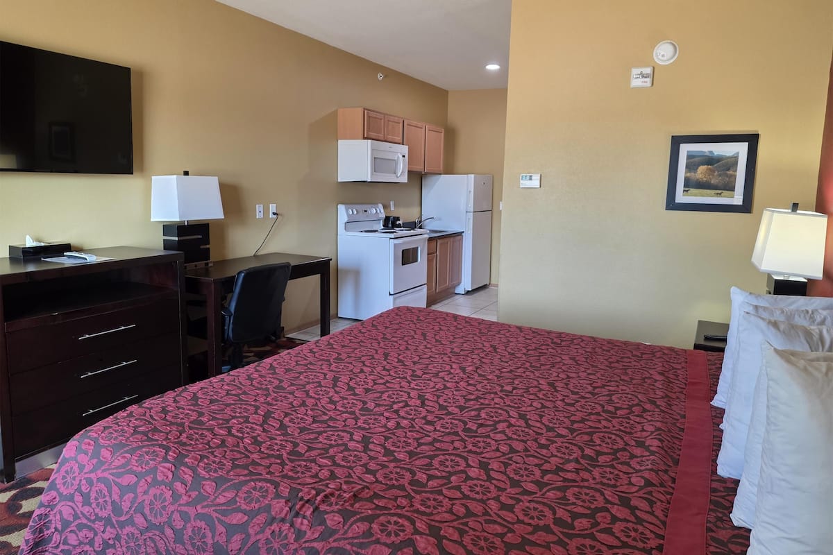 Standardrum - 1 kingsize-säng - icke-rökare - kök | Skrivbord, strykjärn/strykbräda, gratis wi-fi och sängkläder