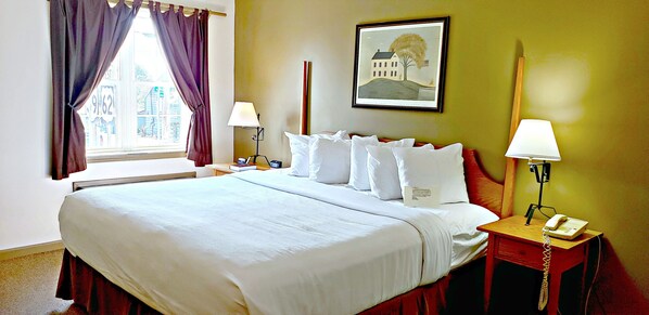 Premium Room, 1 King Bed, Accessible, Ground Floor | Desk, laptop workspace, blackout drapes, iron/ironing board