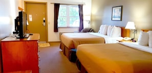 1 bedroom, desk, laptop workspace, blackout curtains