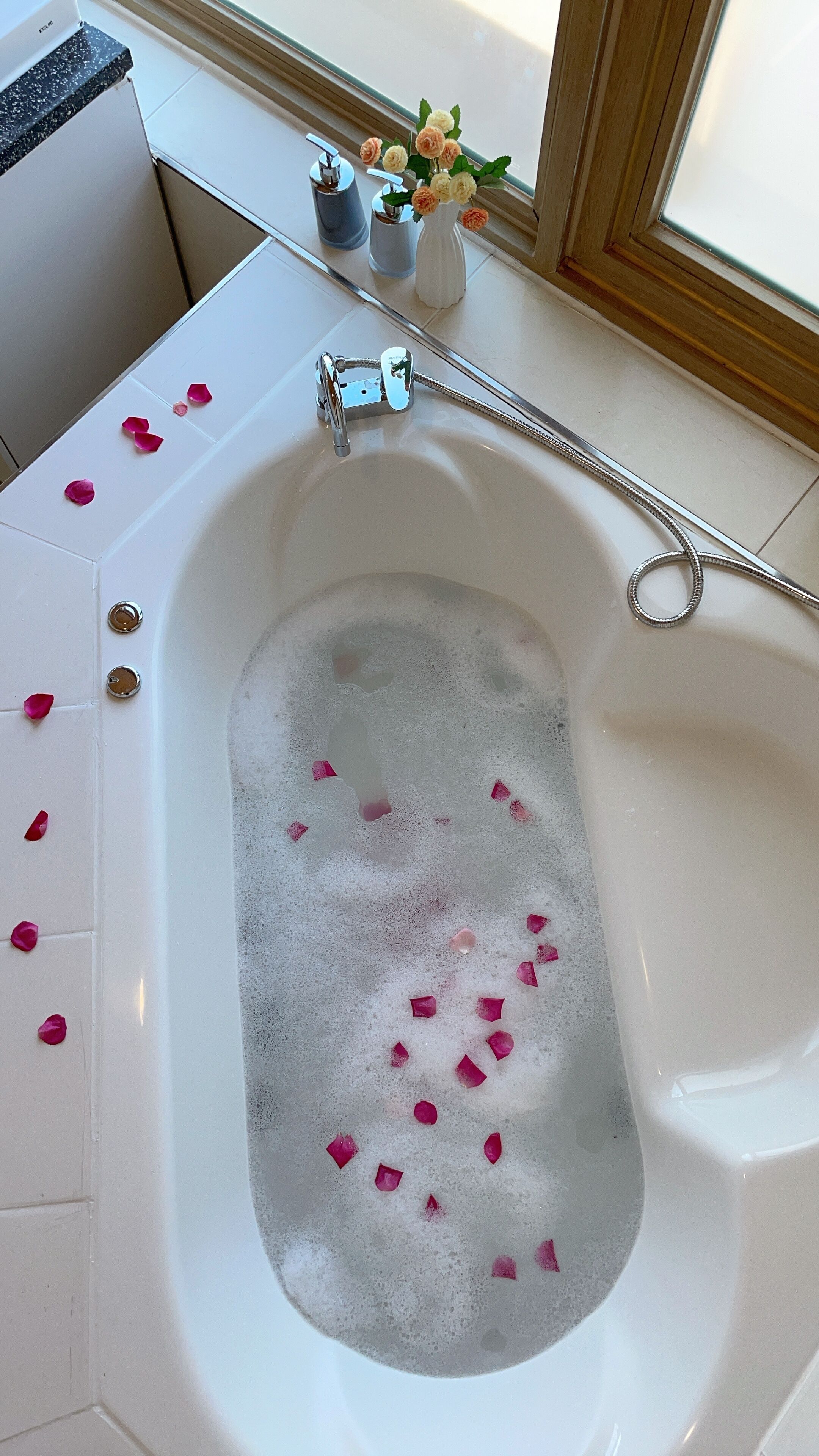 deluxe twin room for 2 to 4 guests / meditation program included | bathroom | hair dryer, bidet, towels, shampoo