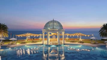 Outdoor pool, open 6:00 AM to 7:00 PM, pool umbrellas, sun loungers