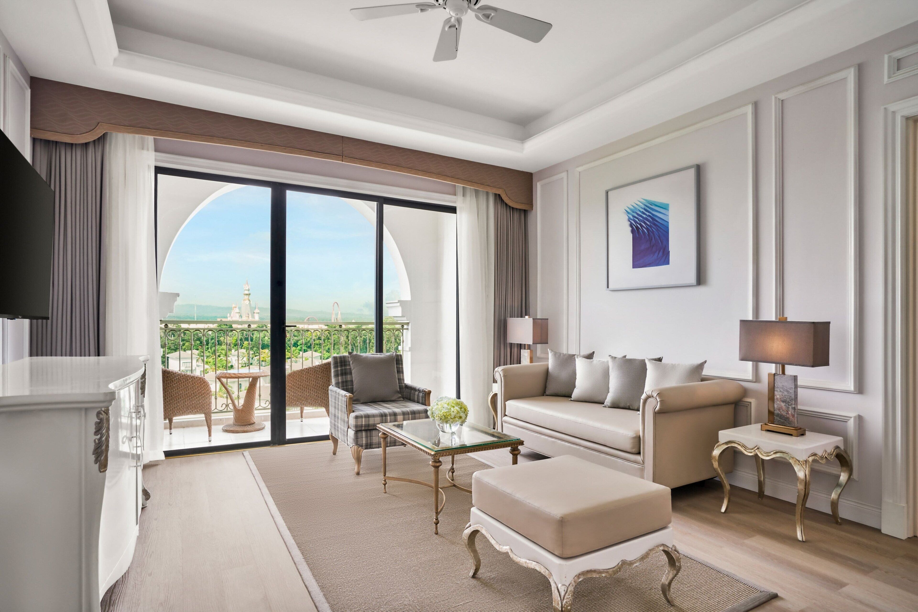 senior suite, 1 bedroom, non smoking, garden view | living room | 45-inch lcd tv with cable channels, tv