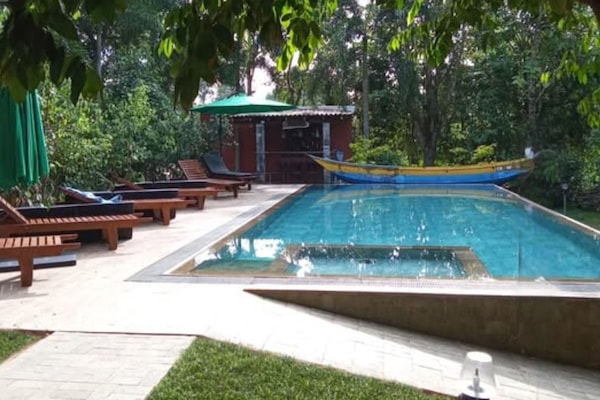 Piscine extérieure, cabanons gratuits, parasols de plage