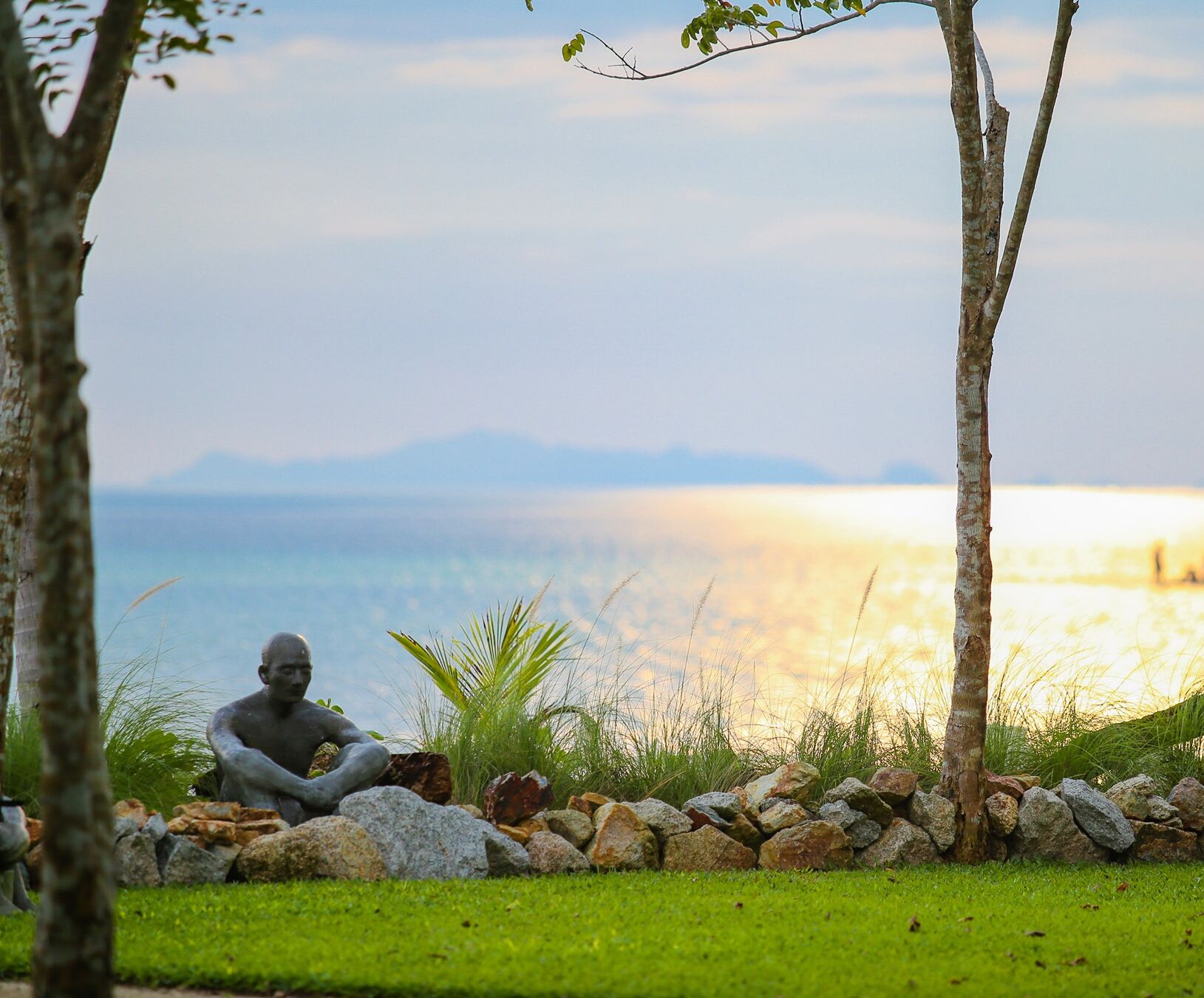 on the beach, white sand, sun-loungers, beach umbrellas