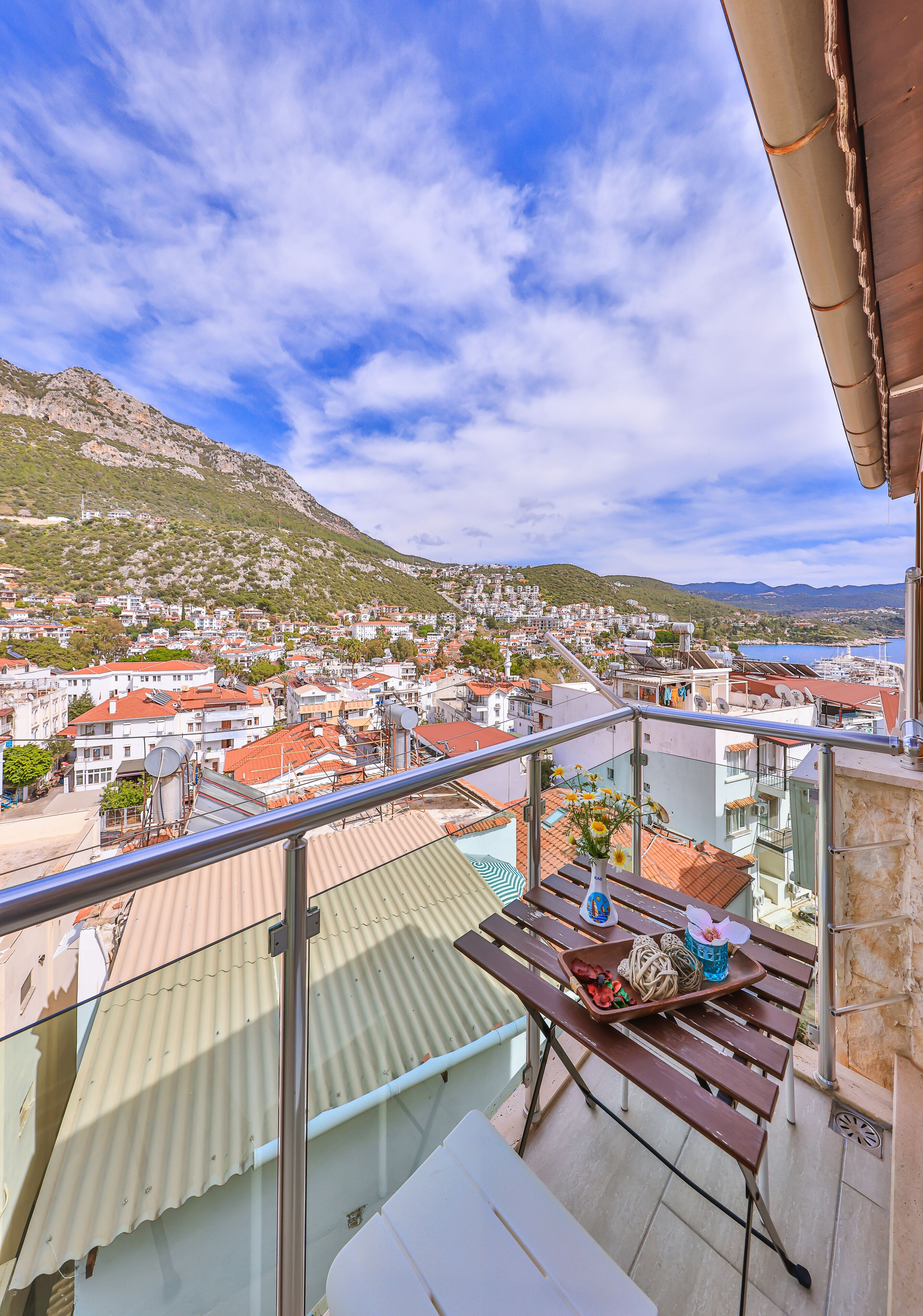 Double Room, Terrace, City View | Living area | 55-cm LCD TV with satellite channels, TV