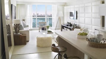 Two Bedroom Homes Skyline View with Balcony | Living room | Plasma TV, pay movies