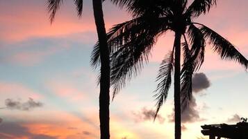 私家海滩、白沙、沙滩椅、沙滩毛巾