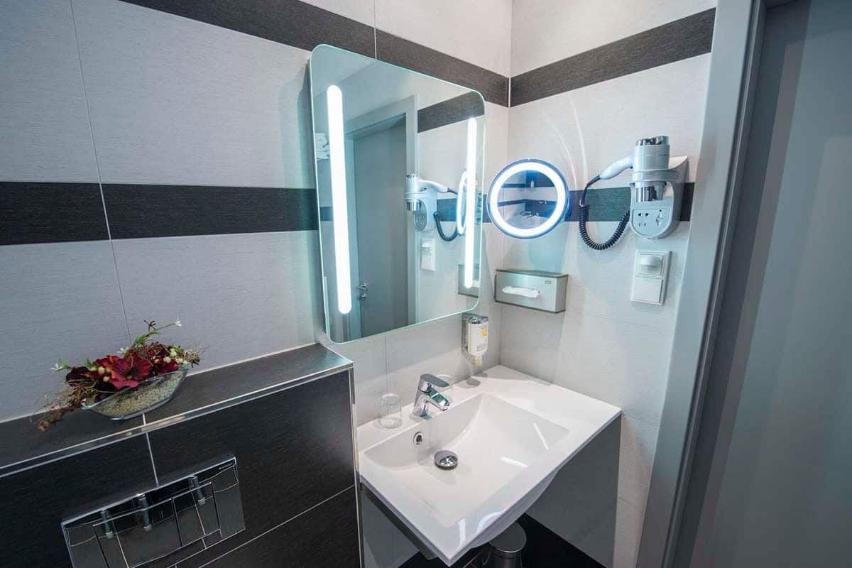 free toiletries, hair dryer, towels