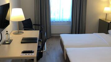 In-room safe, desk, laptop workspace, soundproofing