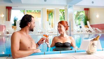 Indoor pool, open 7:00 AM to 10:00 PM, sun loungers