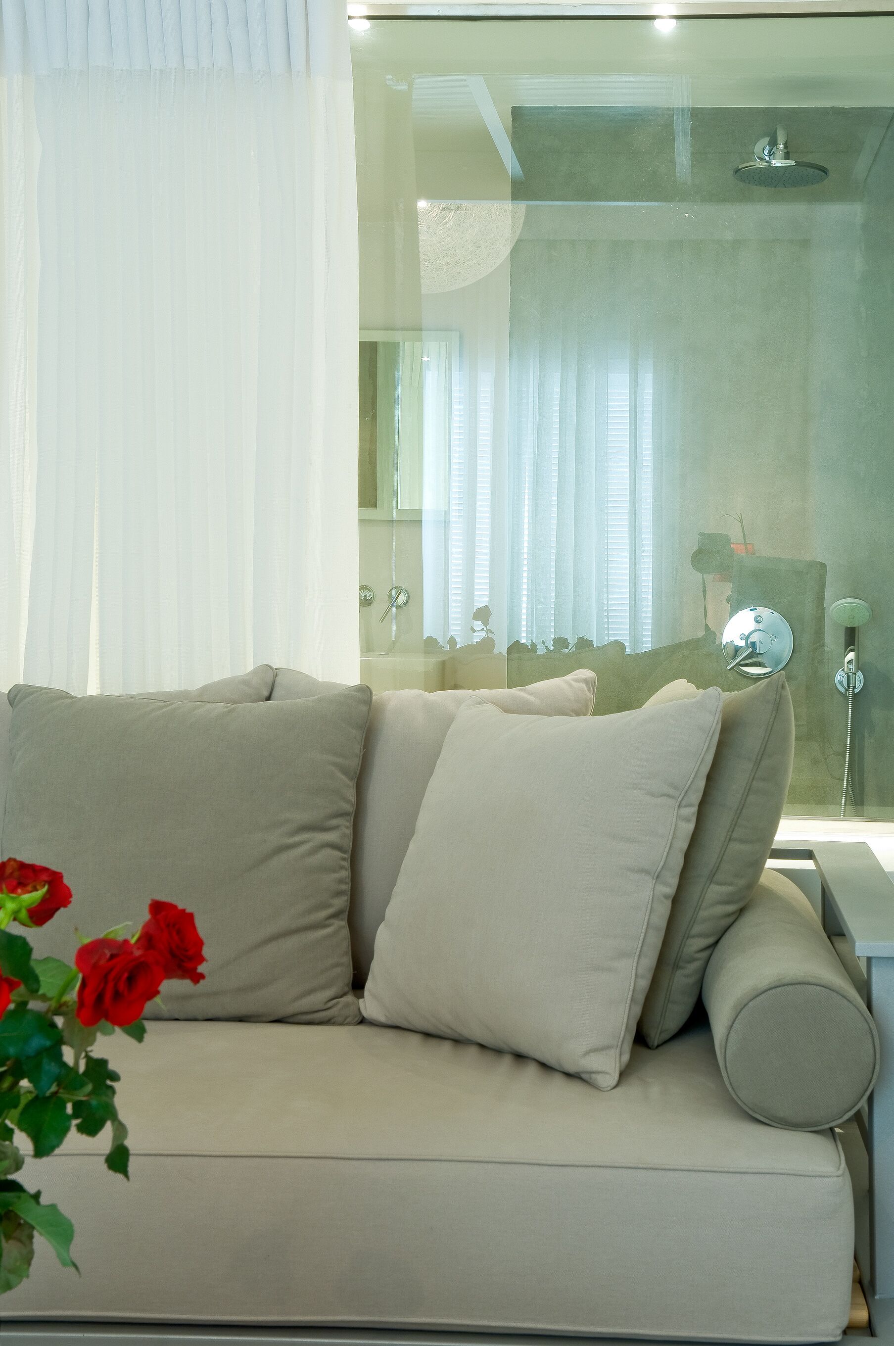 modern two-level premium art suite | living area | 16-inch flat-screen tv with cable channels, tv