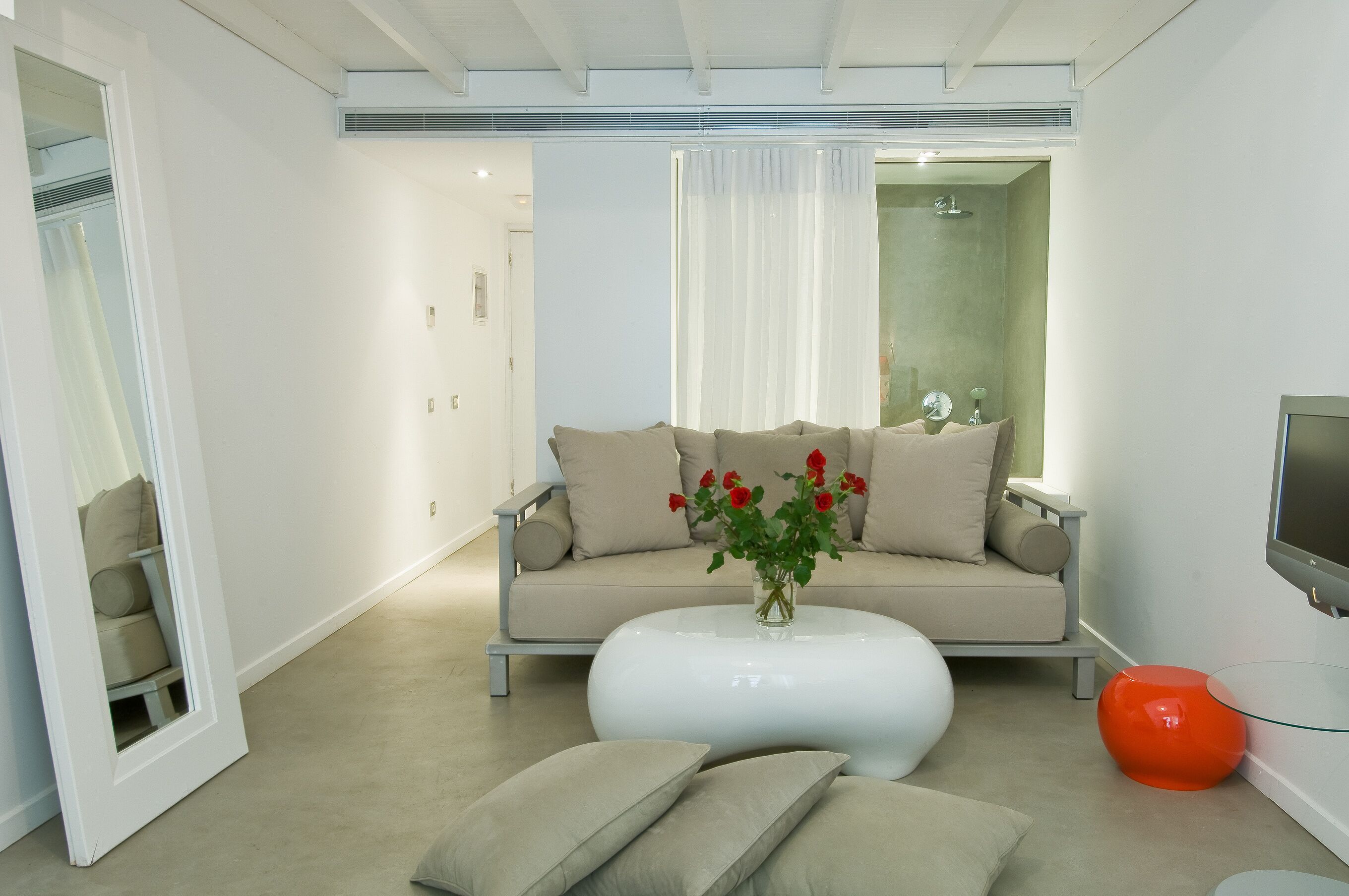 modern two-level premium art suite | 1 bedroom, frette italian sheets, premium bedding, pillow-top beds