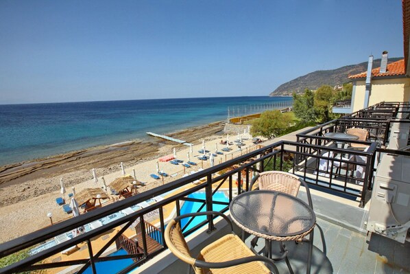 Classic Double Room, Sea View | Balcony view - Pebble Beach Hotel (Lesvos)