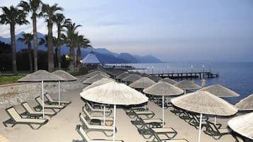 Private beach, free beach cabanas, sun loungers, beach umbrellas