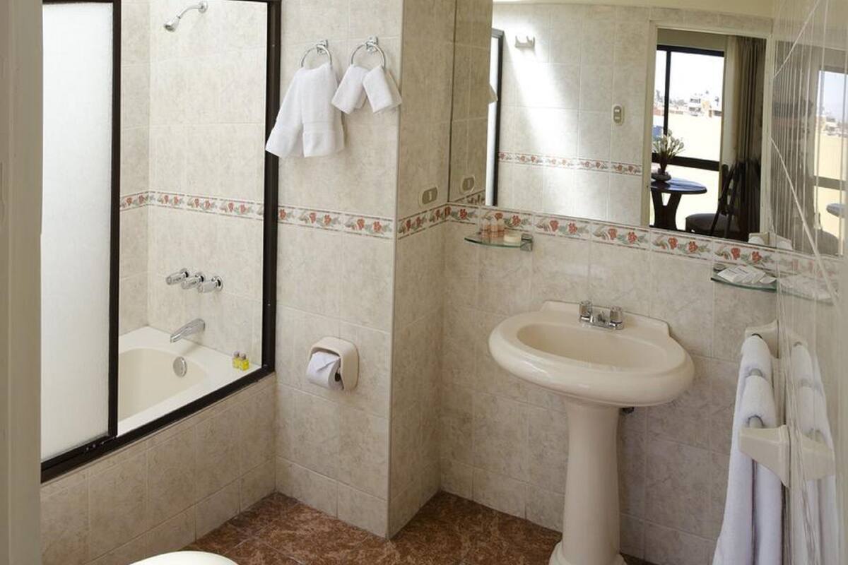 junior suite, 1 double bed | bathroom | shower, free toiletries, hair dryer, towels