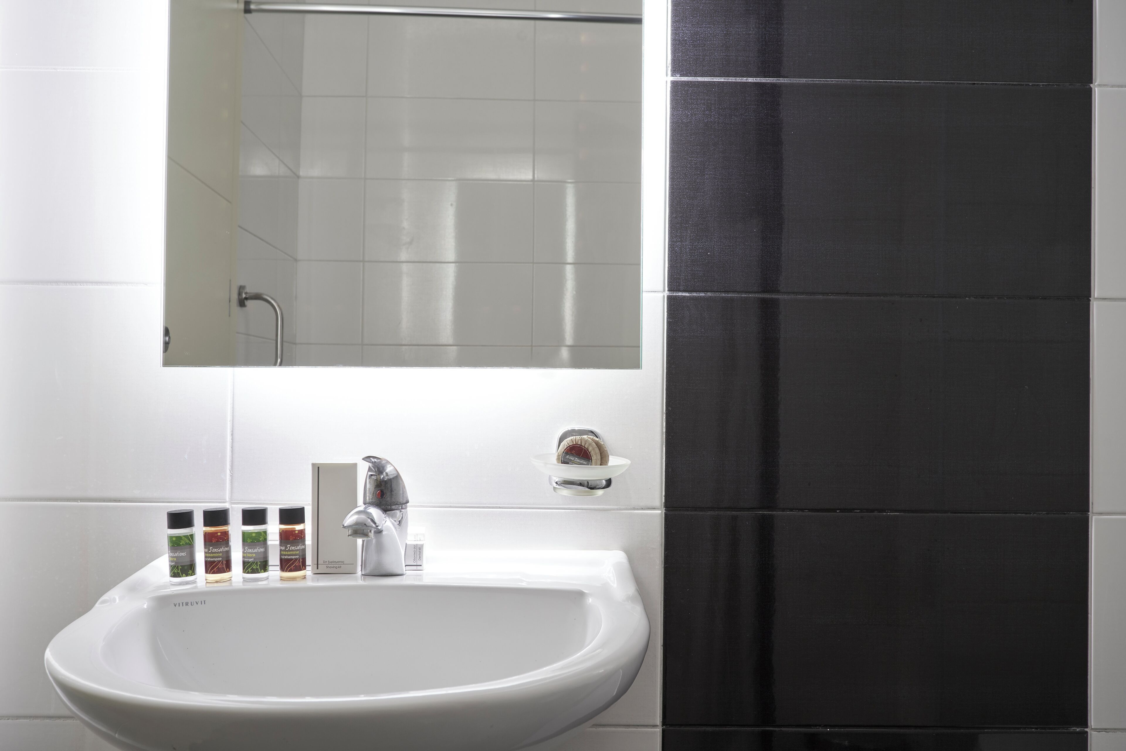 free toiletries, hair dryer, towels