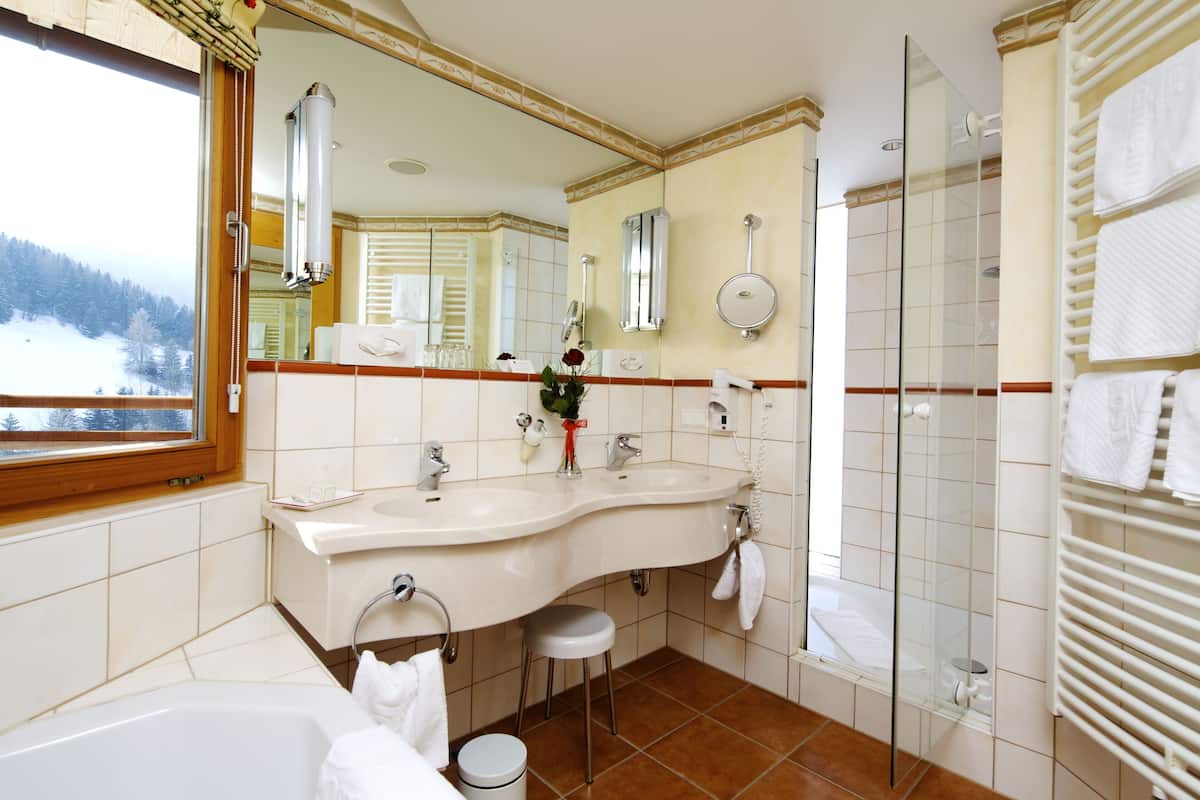 shower, bathrobes, towels