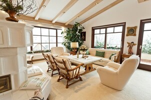 Apartamento superior, 2 habitaciones, sauna, planta ejecutiva | Zona de estar | Una televisión de pantalla plana