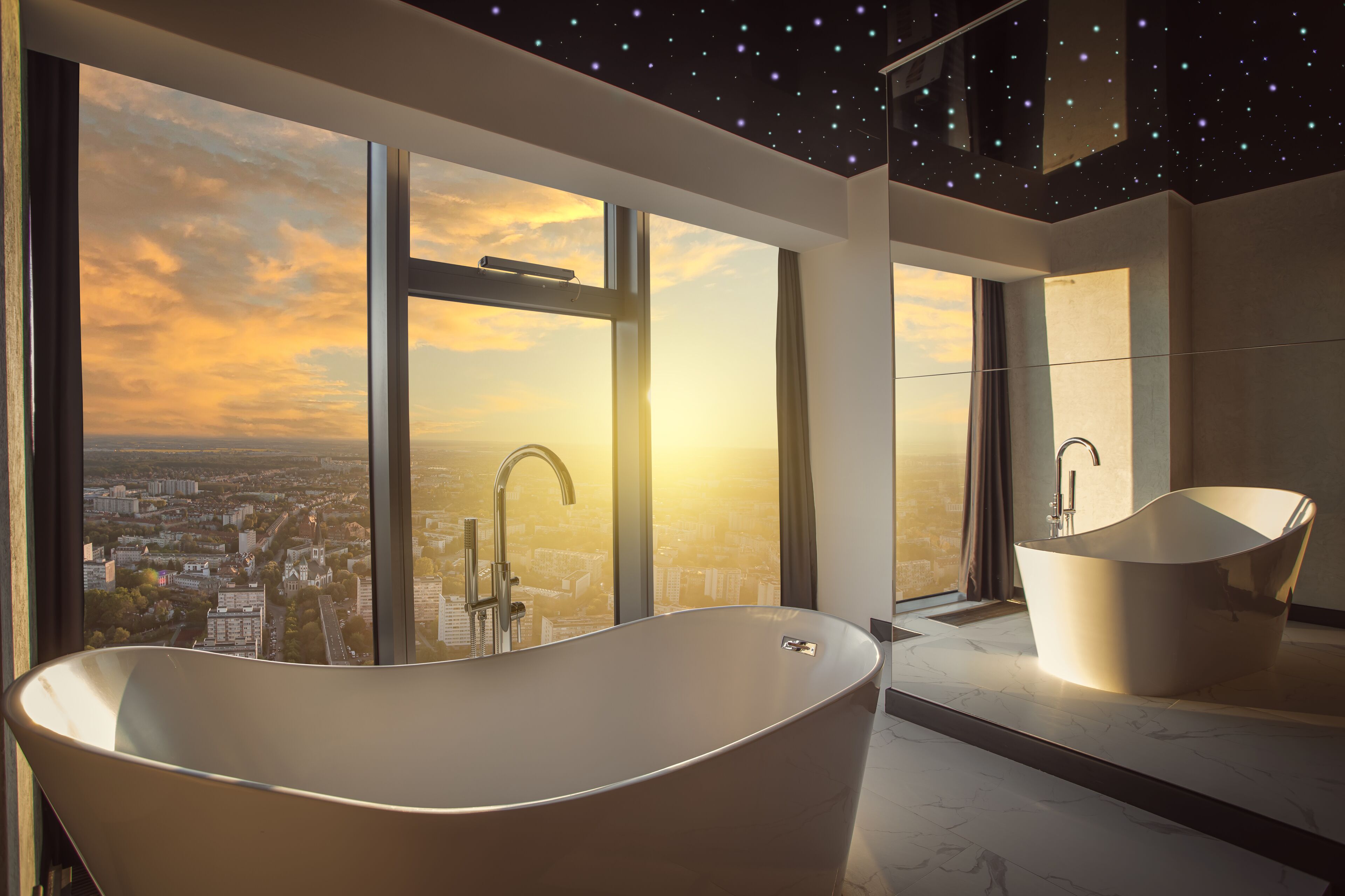 deluxe room with bathtub | city view