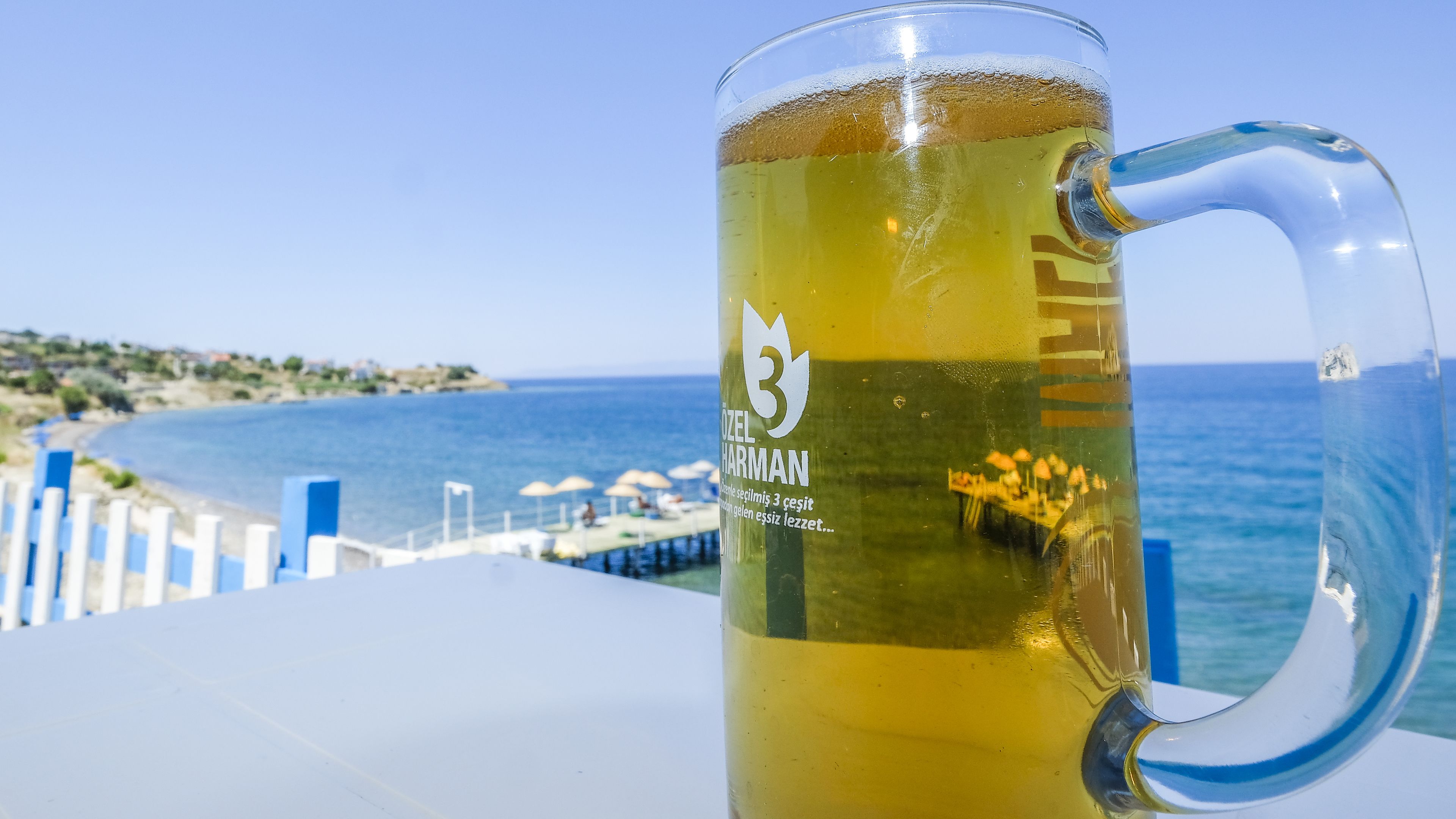 private beach, beach bar