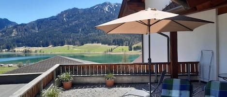Familienapartment, Kochnische, Seeblick | Terrasse/Patio