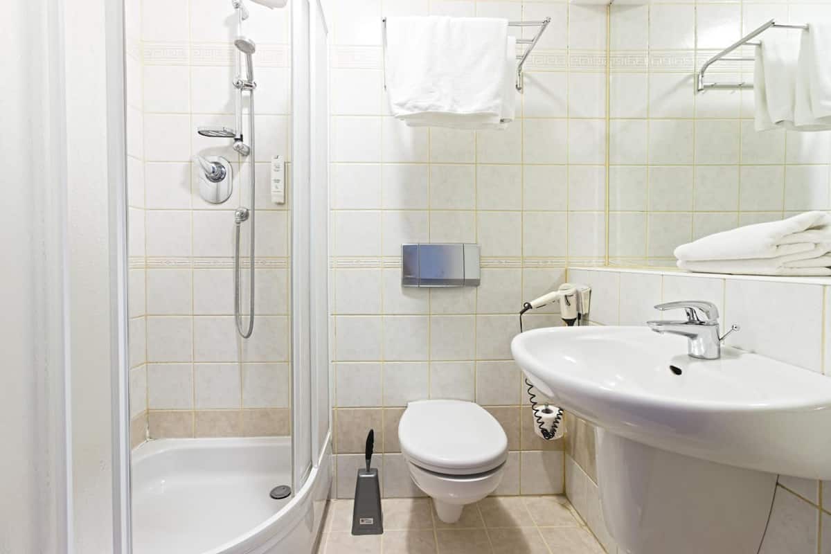 free toiletries, hair dryer, towels