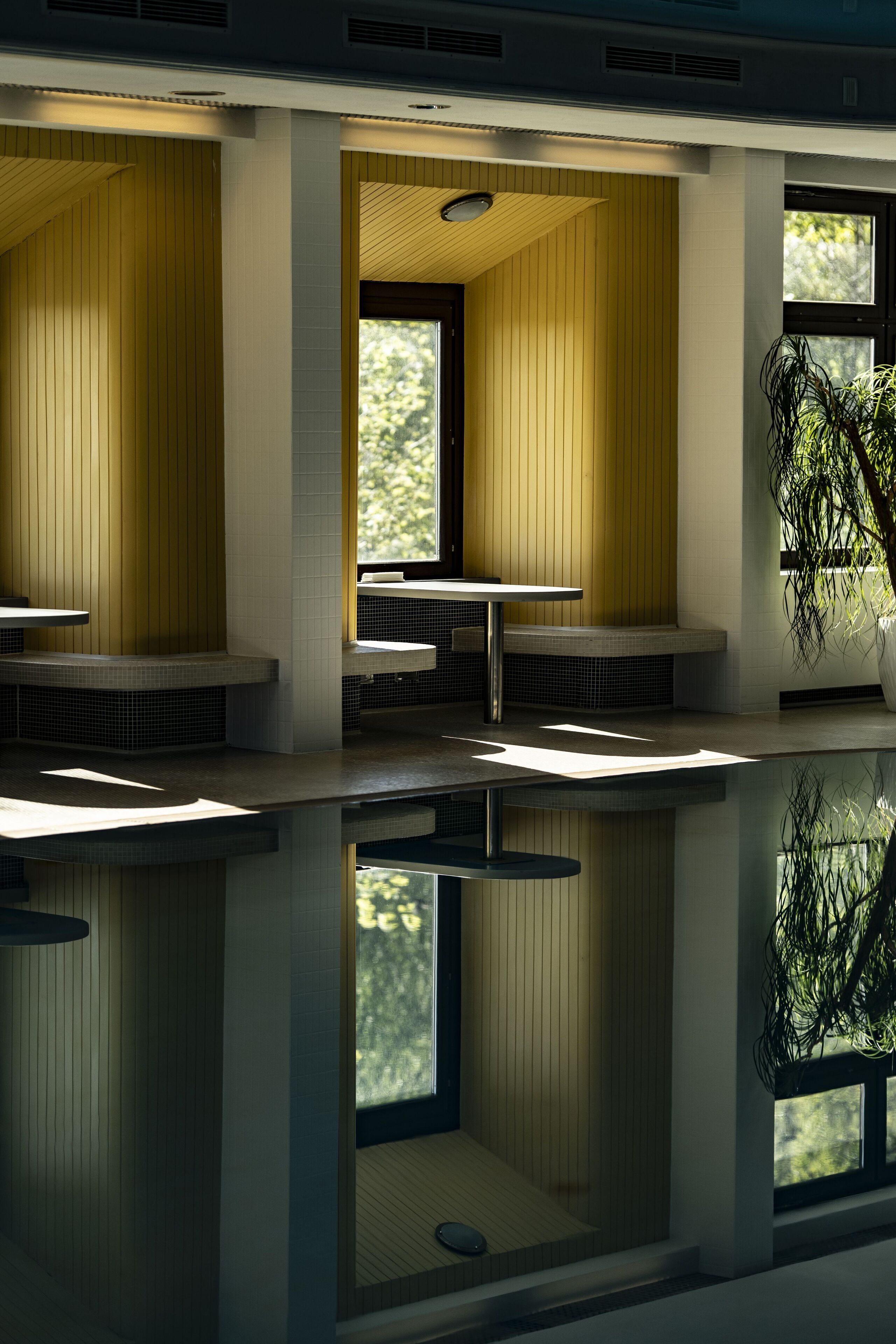 indoor pool, pool loungers