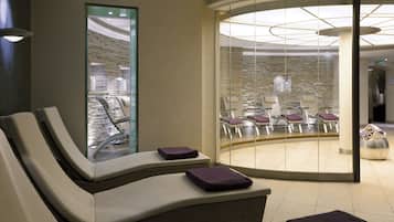 Sauna, steam room, body treatments, facials, massage/treatment rooms