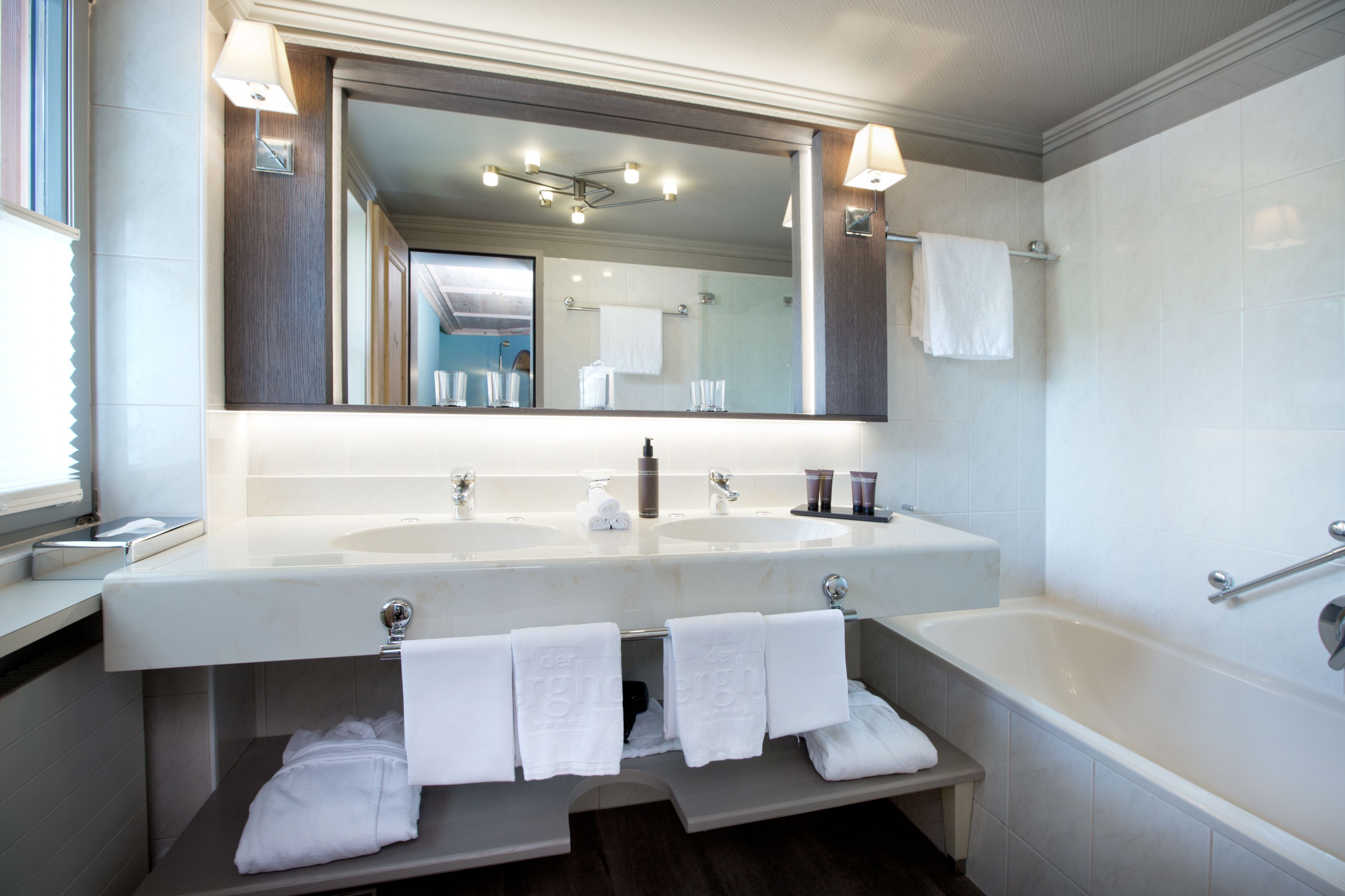 double room (kriegerhorn) | bathroom | free toiletries, hair dryer, bathrobes, slippers