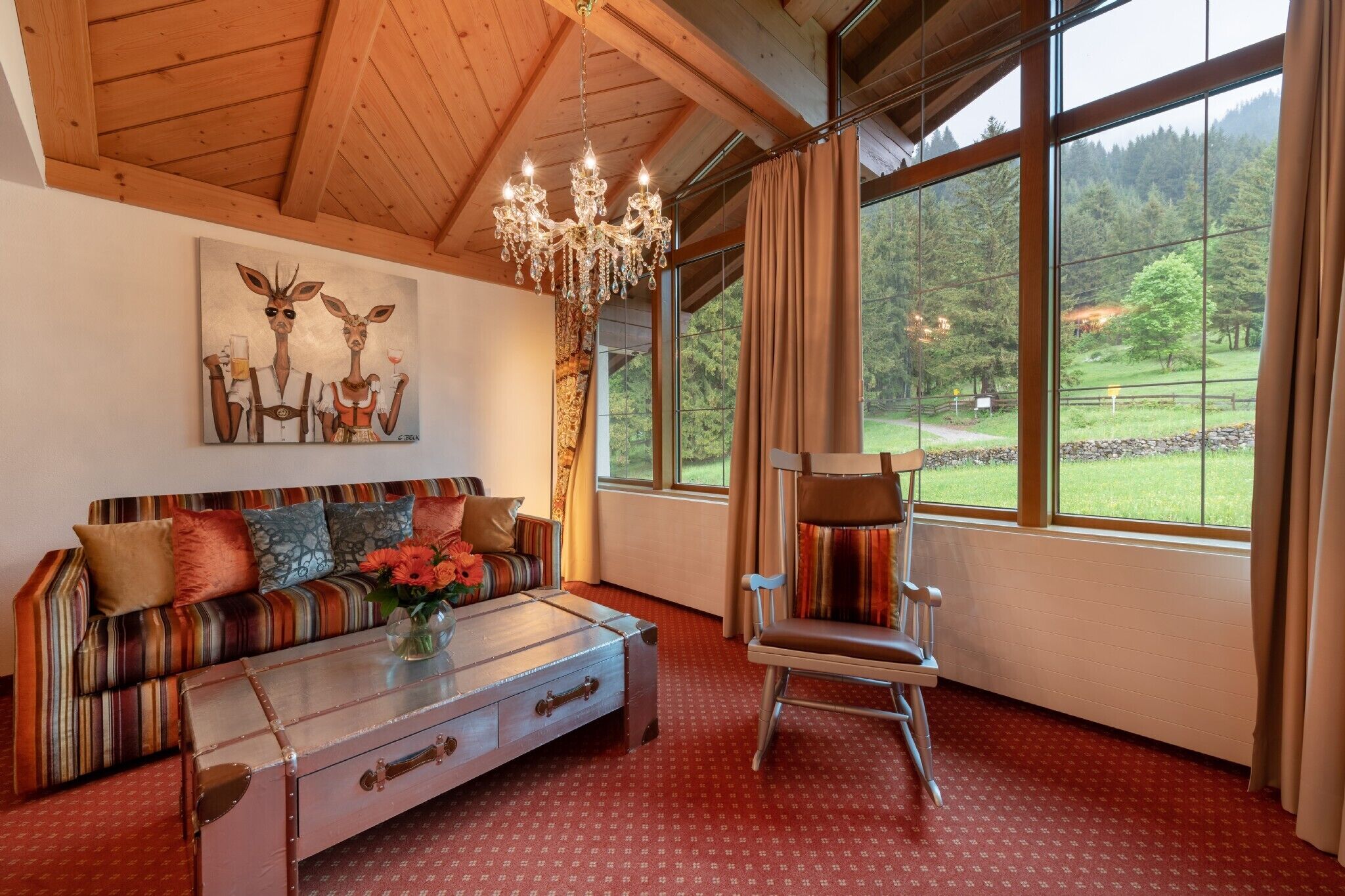 浪漫套房, 阳台, 山景 (Dornroeschen) | 客厅 | 平板电视