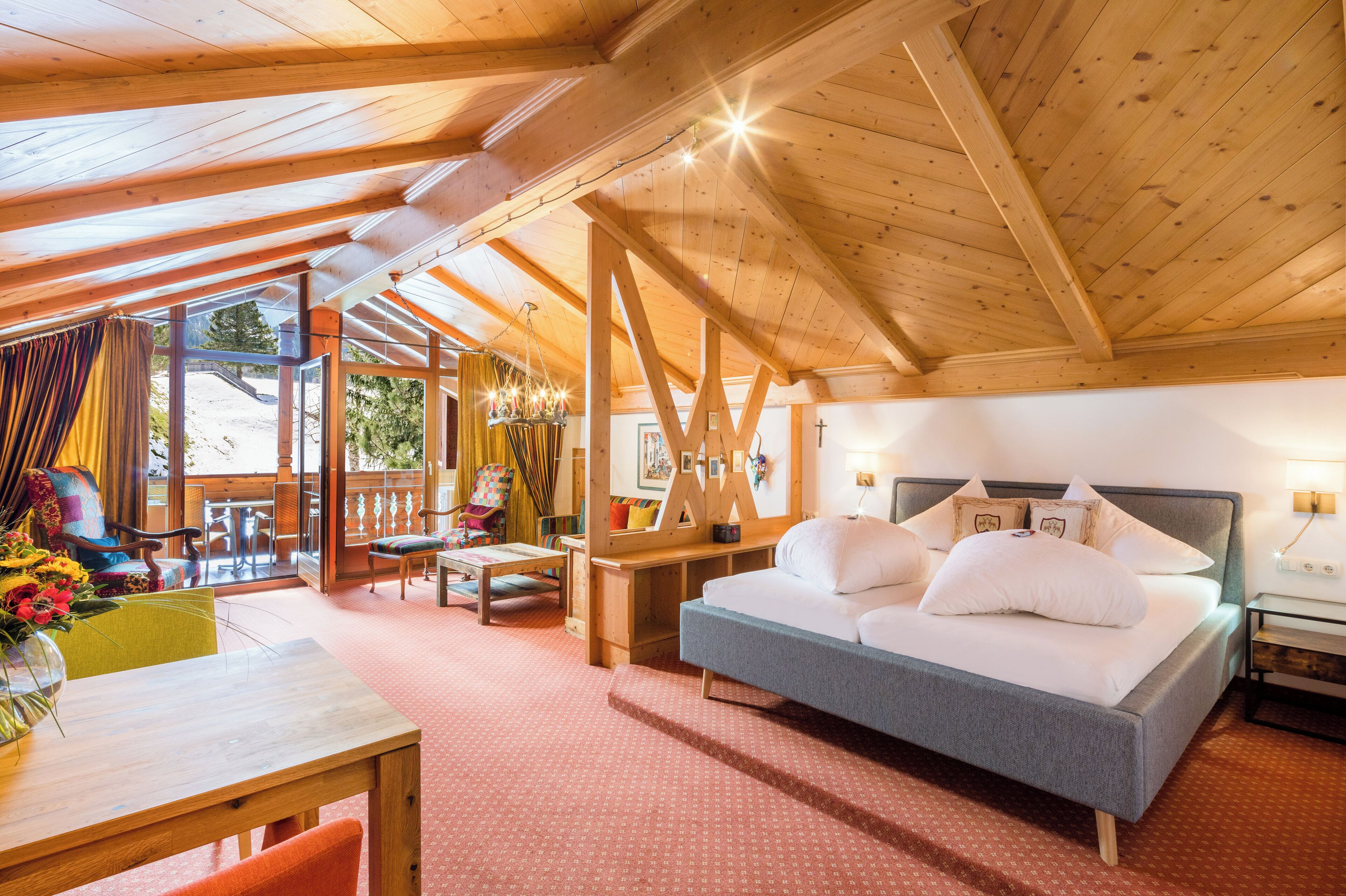 Premium Loft, Balcony, Mountain View (Geierwally) | Living area | Flat-screen TV