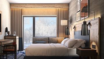 Minibar, caja fuerte, escritorio y espacio para trabajar con un portátil