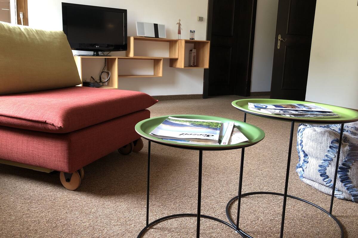 Family Apartment, 2 Bedrooms, Balcony, Mountain View | Living area | LCD TV, DVD player