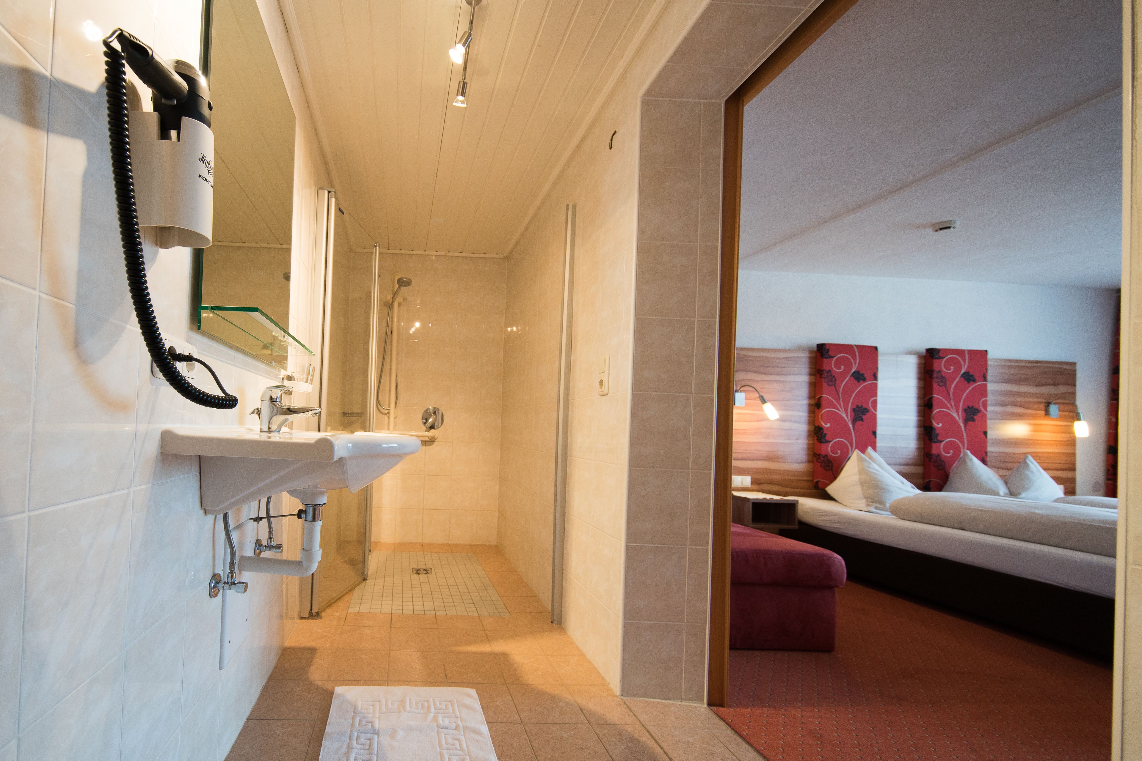 double room, balcony, mountain view | bathroom | shower, hair dryer, towels