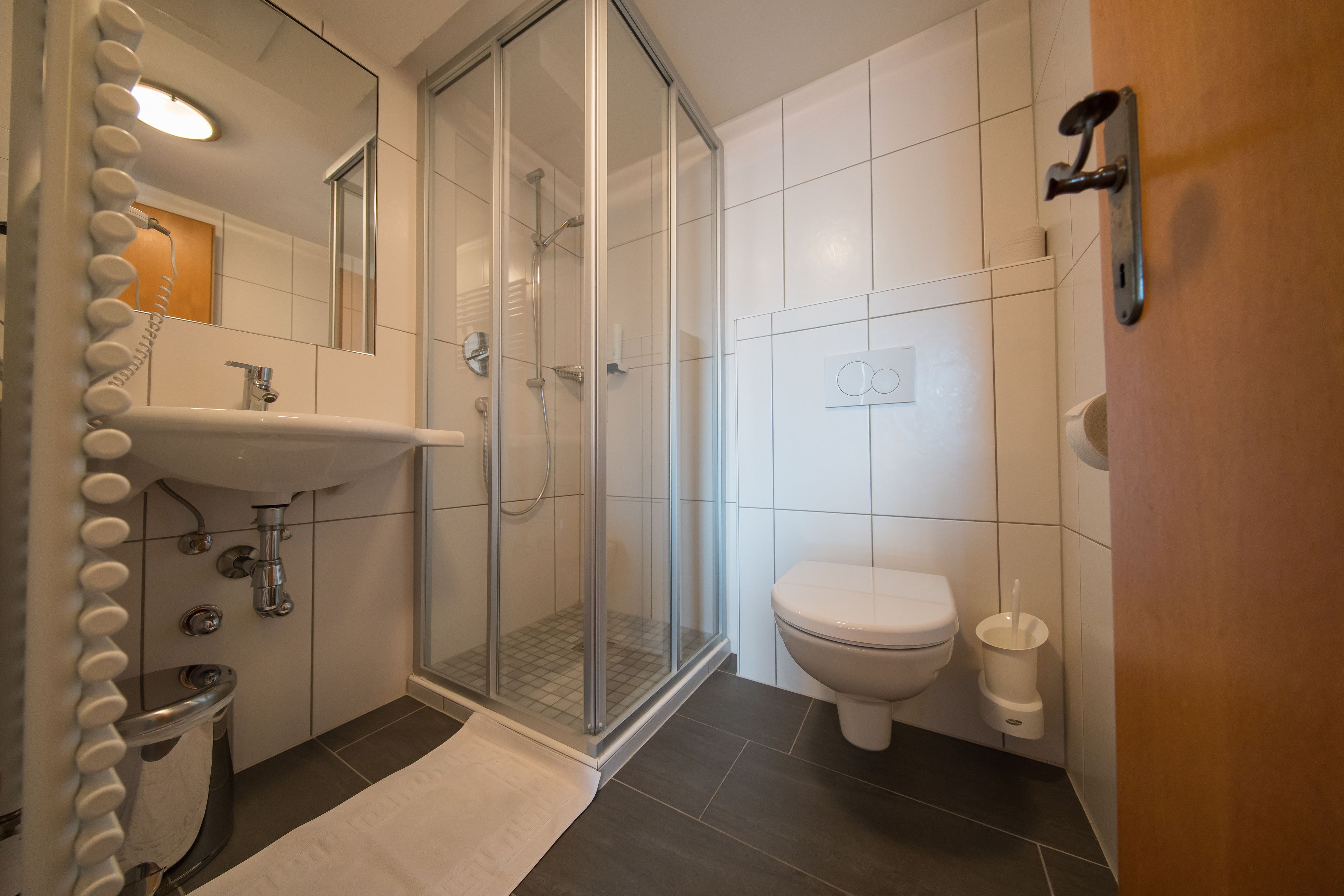 single room, balcony, mountain view | bathroom | shower, hair dryer, towels