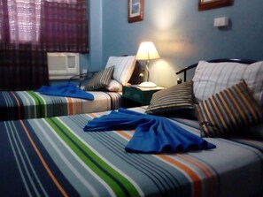 Desk, free WiFi, bed sheets