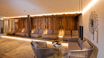 Sauna, steam room, body treatments, hot stone massages, body wraps