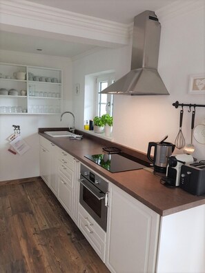 Comfort Apartment (2 / incl. 95 EUR cleaning fee) | Private kitchen | Fridge, microwave, stovetop, electric kettle - Haus Montana (Lermoos)