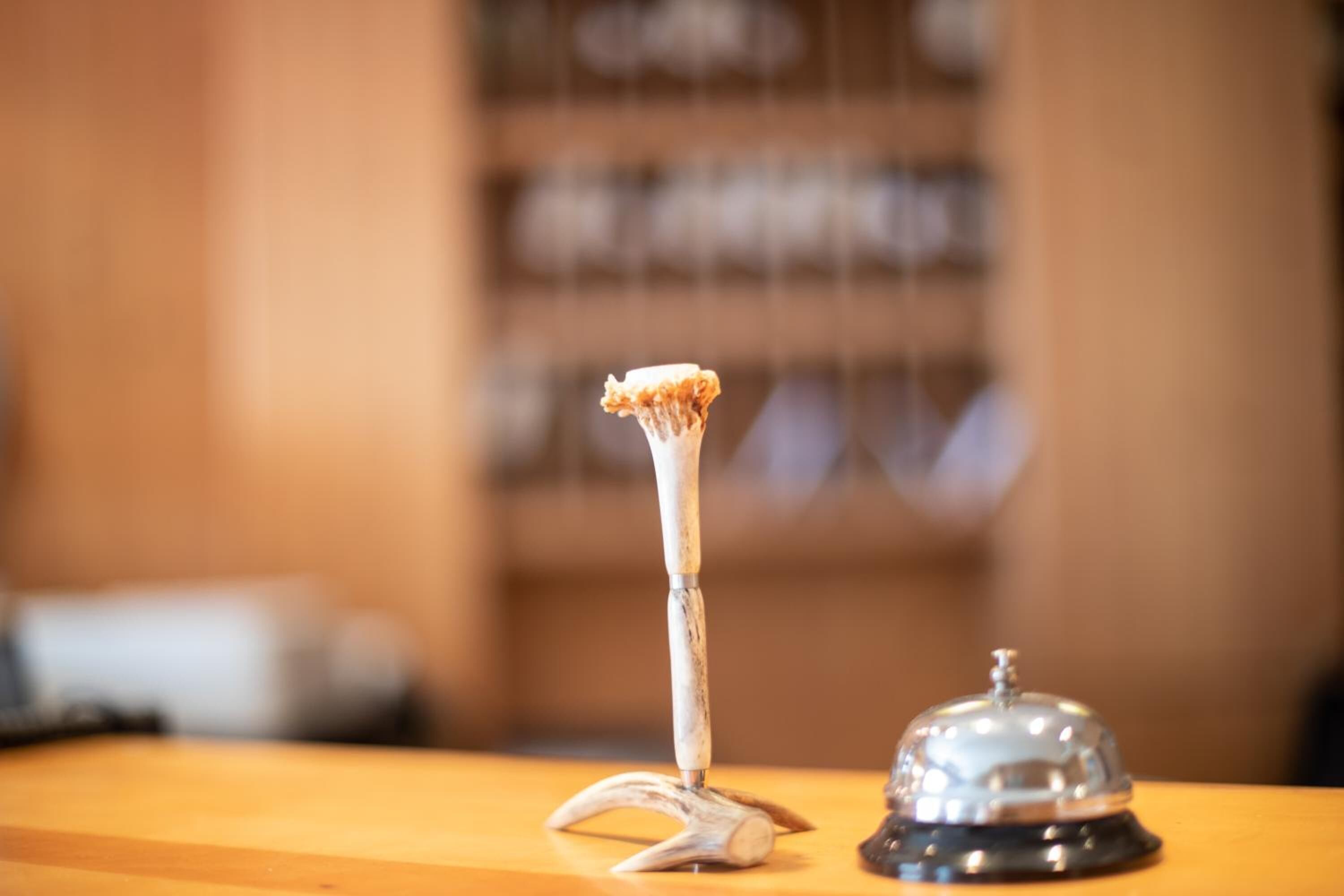 Une table en bois sur laquelle se trouve un objet blanc, qui pourrait être un meuble ou un objet décoratif.