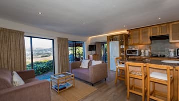 The Pool Apartment | Living area | TV, fireplace