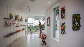 Explore a curated collection of artworks in a serene, modern space.
