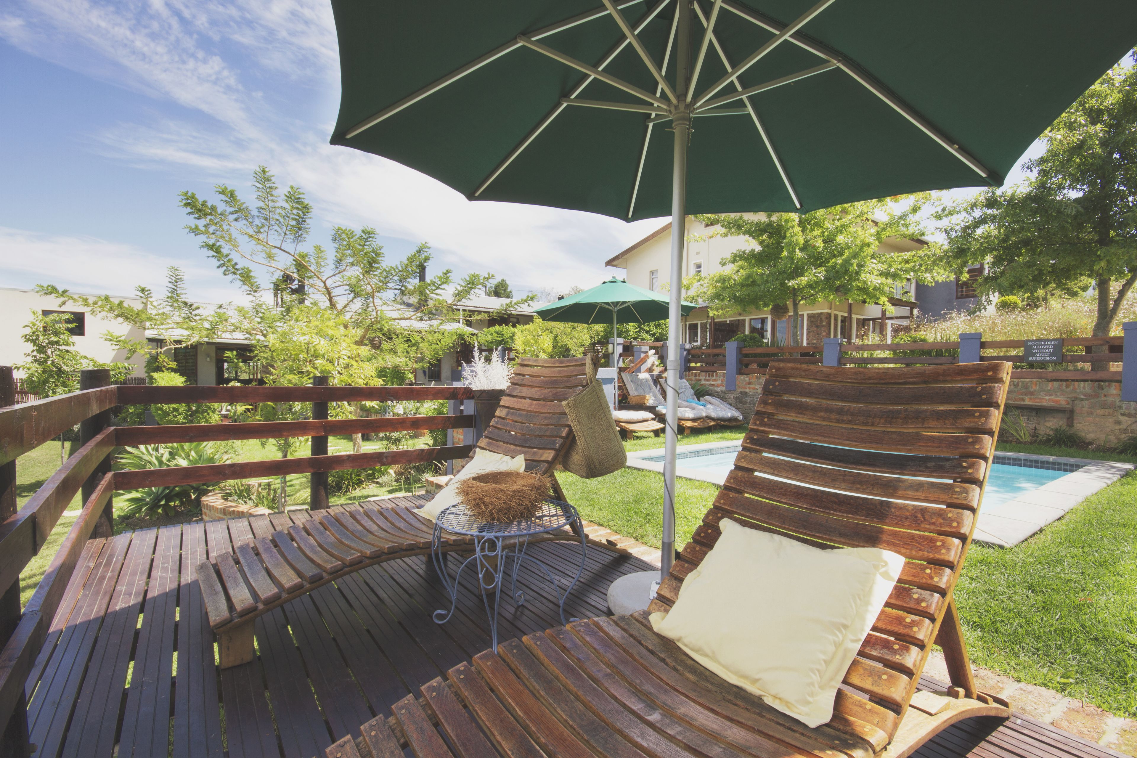 Outdoor pool, pool loungers
