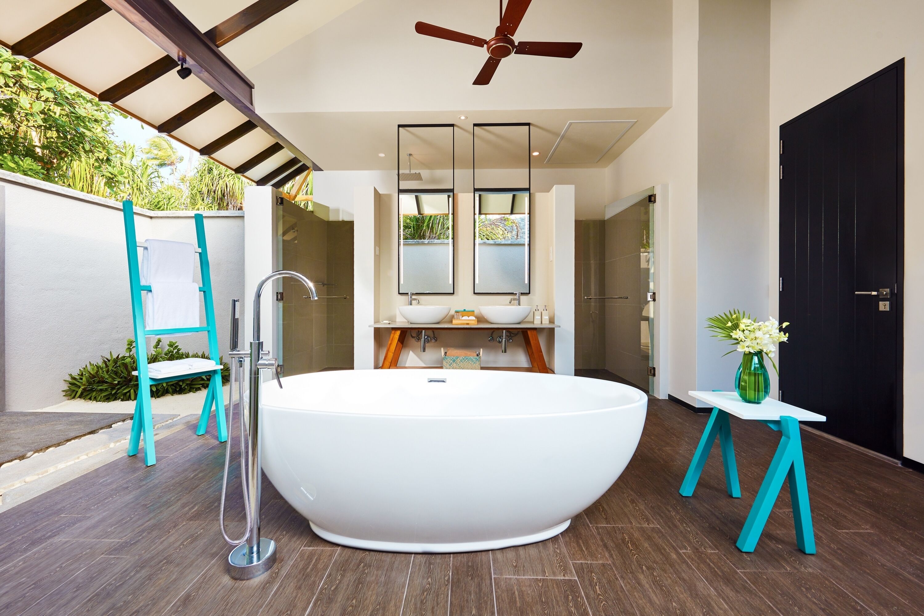 beach villa with private pool | bathroom | separate bathtub and shower, deep-soaking bathtub, free toiletries