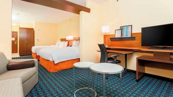 In-room safe, desk, laptop workspace, blackout curtains