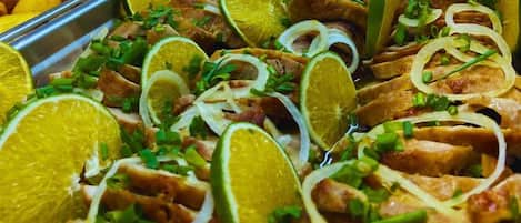 Breakfast, lunch and dinner served