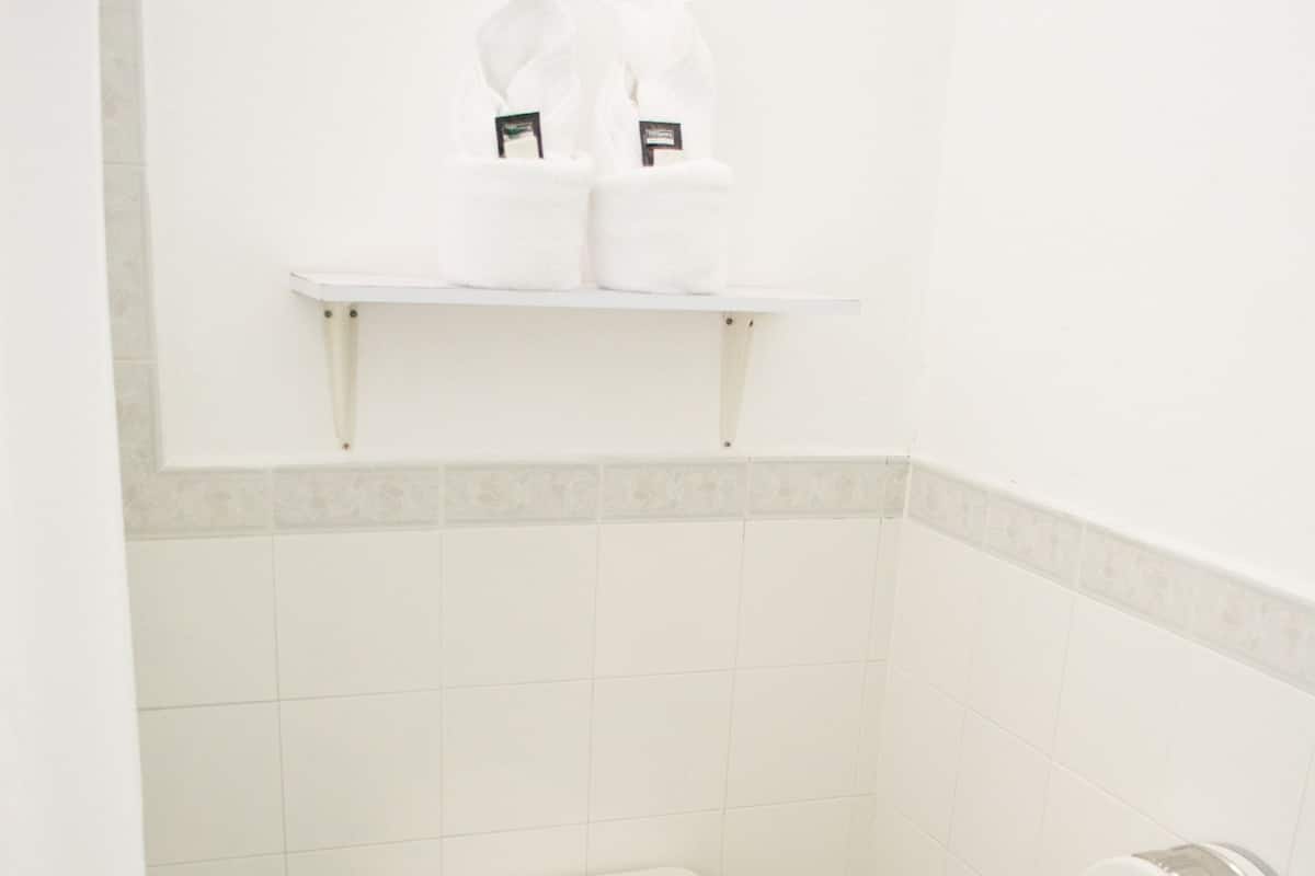 shower, free toiletries, towels