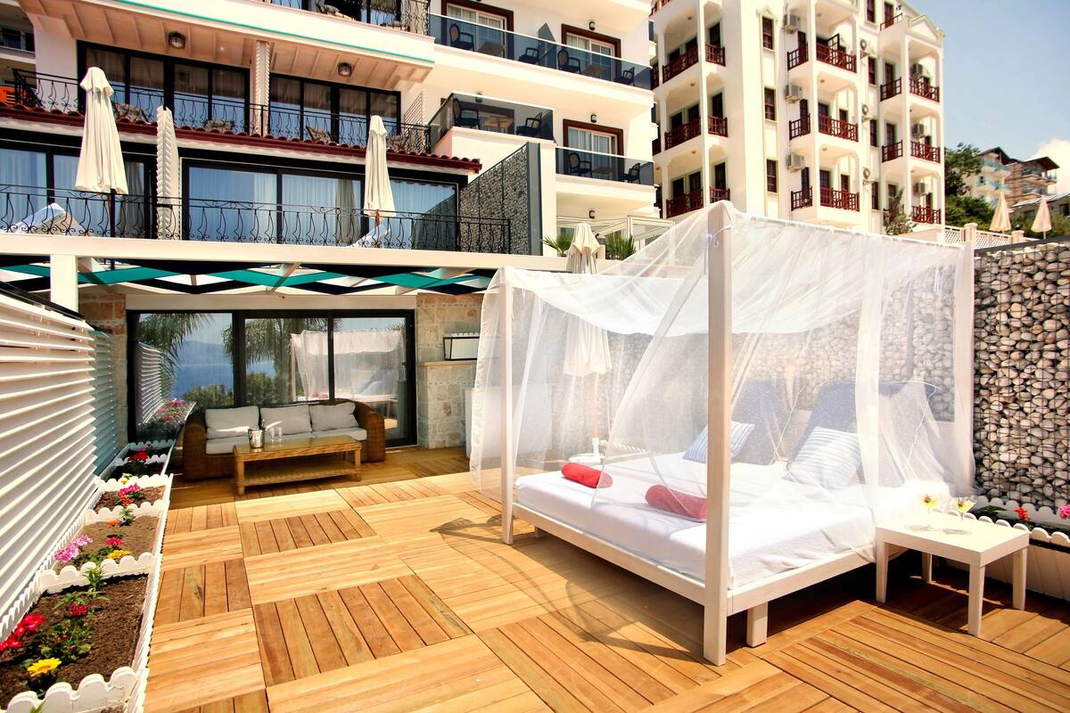 Superior tweepersoonskamer, uitzicht op zee | Terras