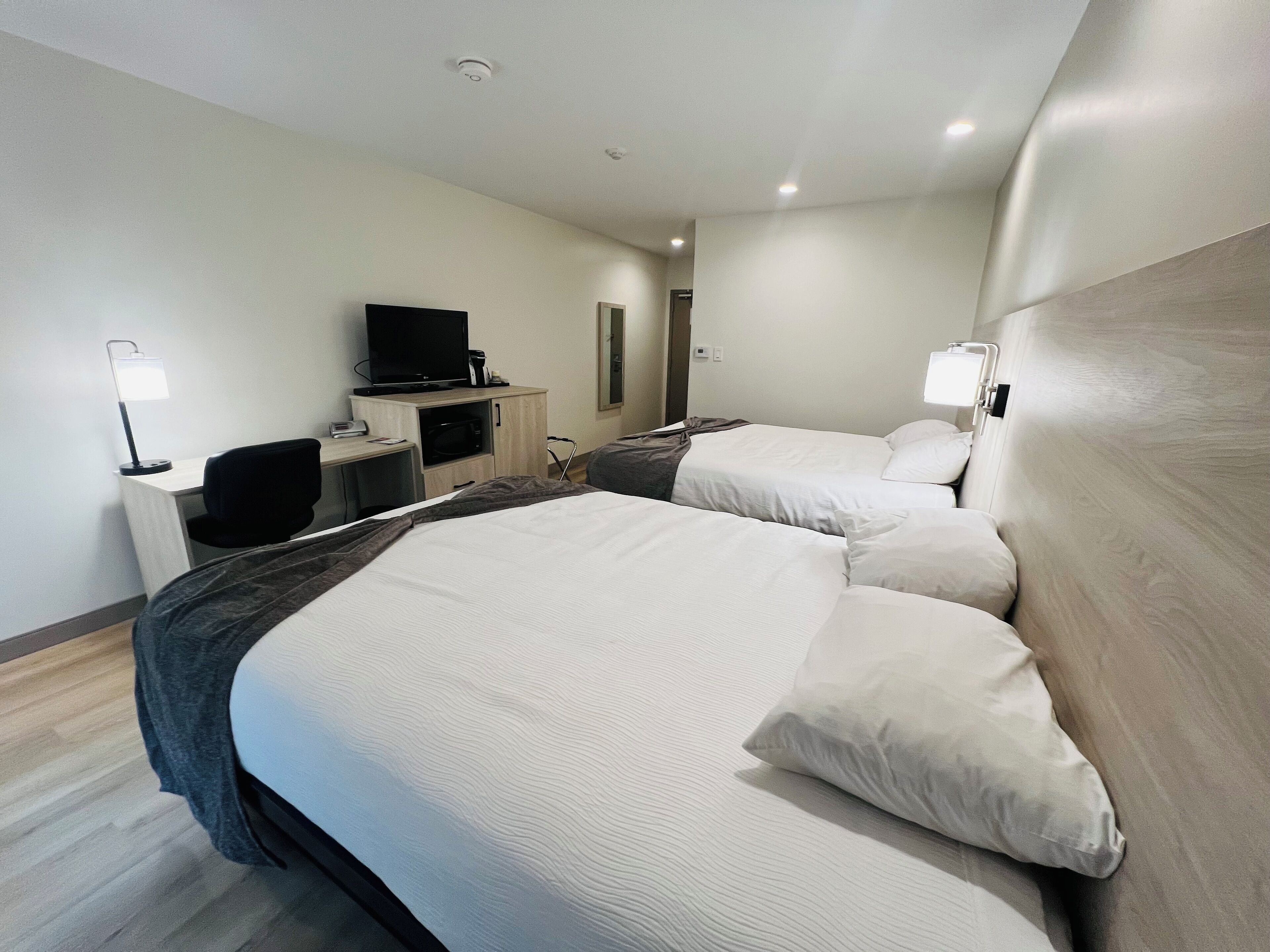 Pet friendly, 2 Queen Beds, Non Smoking | Desk, iron/ironing board, free WiFi, bed sheets